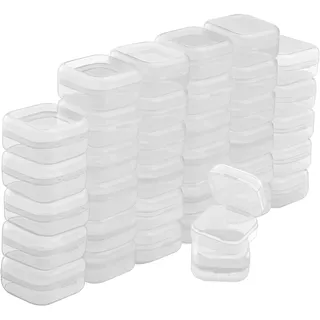 Belle Vous Kleine Aufbewahrungsbox Plastik Transparent mit Deckel zum Klappen (36er Set) – 3,5 x 3,5 x 2 cm - Mini Plastik Boxen für Kleine Perlen, Pillen, Schmuck, Schrauben Sortierbox, Bastelzubehör