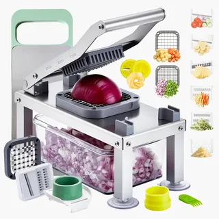 Vevor Gemüseschneider, Mandolinenschneider, All-in-1-Multischneider mit 9 Klingen, Käsereibe, Zwiebel- & Kartoffelwürfelschneider mit Behälter, Salatspiralschneider, Küchenhelfer & -utensilien