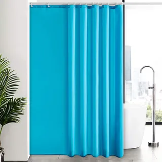 Furlinic Duschvorhang Überlänge, Badvorhang Anti-schimmel in Badezimmer für Badewanne Dusche, Textile Vorhänge aus Polyester Stoff Waschbar Wasserdicht Extra Groß 200x240cm Aquamarine mit 12 Haken.