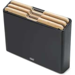 Joseph Joseph Folio 3-teiliges Schneidebrett-Set aus Bambusholz, Edelstahl Ständer, Küche Organizer