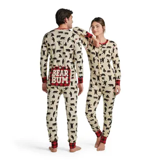 Hatley Damen Adult Union Suit Pyjama Set, Erwachsenenanzug mit Schwarzen Bären, L EU