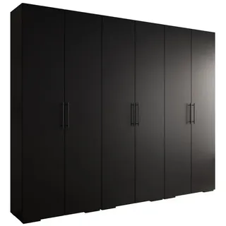 Abiks Möbel Drehtürenschrank 236.7/300/47 6-türig , Schwarz , Metall , Nachbildung , 300x236.7x47 cm , Schlafzimmer, Kleiderschränke, Drehtürenschränke