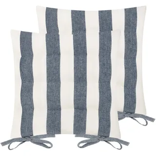 Yard Hayle gestreifte Sitzpolster aus Baumwolle – Marineblau – 40 x 40 m, Marine
