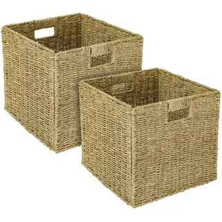 HMF Aufbewahrungskorb, Korb geflochten aus Seegras 2er Set passend für Kallax 32 x 34,5 x 32 cm