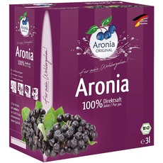 Aronia ORIGINAL Bio Aronia Muttersaft aus deutschem Anbau | 3 Liter Bio Direktsaft aus 100% Aroniabeeren | Vegan, ohne Konservierungsstoffe, ohne Zuckerzusatz (lt. Gesetz)