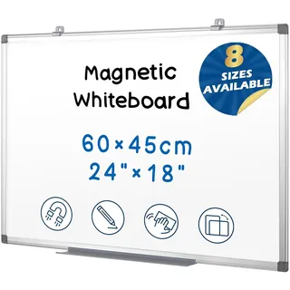 Swansea Whiteboard 60x45cm, Magnettafel Magnetwand mit Aluminiumrahmen, Pinnwand Magnetisch, Trocken Abwischbar, White Board für Küche, Büro und Schule