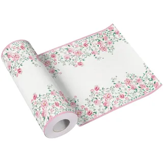 Paw Decor Collection PAW - Tischläufer aus Airlaid (40 cm x 24 m) I Tischdeko für Kommunion, Konfirmation, Hochzeit, Geburtstag, Gartenparty, Taufe I Tischdeko Elegant Tischband - Pinke Blumen I Pink Season