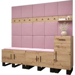Garderobe ARTIN Set 8 mit gepolsterten Paneelen Industrial Design - Braun