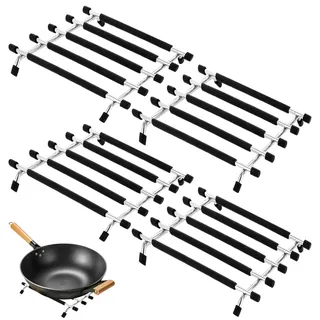 MUXHEL 4er-Set Topfuntersetzer Metall, 20 x 20cm Küchenarbeitsplatte Schutz, topfuntersetzer aus Edelstahl, hitzebeständig, für Topf, Pfanne