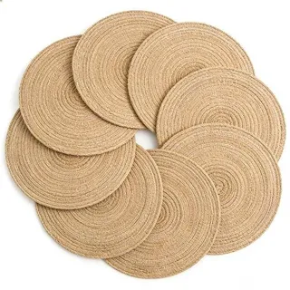 Gelbbraune Platteausatz - Hitzebeständig - Antislip - 30 x 30 cm - Gevlochten Baumwolle - Beige