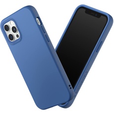 RhinoShield Case kompatibel mit [iPhone 12/12 Pro] | SolidSuit - Stoßdämpfende & schlanke Schutzhülle mit Premium Finish - 3.5 Meter Fallschutz - Austauschbare Kamera-Ringe - Kobaltblau