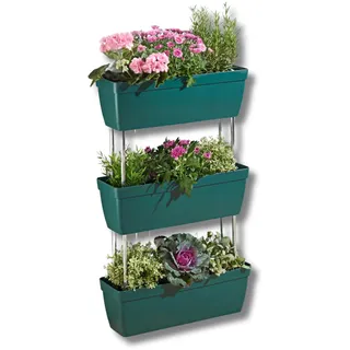 3 PAGEN® Hochbeet mit 3 Etagen, Pflanzkasten 3-stöckig, Blumenkasten, Pflanzenständer für Terrasse, Balkon & Wintergarten, Blumenständer & Kräuterbeet, Blumenbeet langlebig & robust 50,5 x 16 x 80,5cm