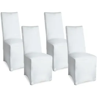 Beautissu Stuhlhusse Leona Weiß 95 x 45 cm 4er Set