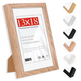HIMEETIME® 1x Bilderrahmen für 13 x 18 cm Natur Holz Eiche Dünner Rahmen,Posterrahmen Groß Vintage Collage,Picture Frame 13x18cm,Bilderrahmen mit Folienabdeckung - Wandmontage oder Tischaufsteller