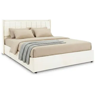 Idimex Polsterbett Yaro 160x200 cm cremeweiß , Creme , Textil , Mode , 160x200 cm , Schlafzimmer, Betten, Polsterbetten