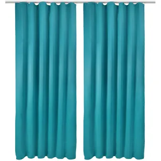 Beautissu Amelie BK Vorhang Kräuselband 140 x 245 cm Türkis 2tlg