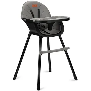 MoMi REKI Hochstuhl Baby 3 in 1 Schwarz - Kinderstuhl mit Esstisch - Kinderhochstuhl mit Tisch 6-36 Monaten max 20 kg - zum Babystuhl umbaubar - mit Höhenverstellung und 5-Punkt-Sicherheitsgurt