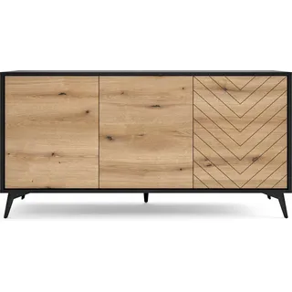 Funktionell Kommode, Sideboard Schrank Highboard, Wohnzimmer, Wohnzimmerkommode, Esszimmer, Flur & Diele - 153,4 x 76,7 x 39 cm - Kommode Onyks 154 - Schwarz, Bronze