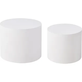 BELIANI Couchtisch 2er Set Weiß MDF Rund Japandi Stil Minimalistisches Design Wohnzimmermöbel - Weiß