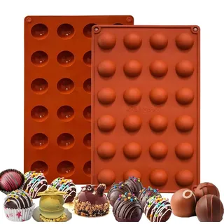 GEFIRE 3er Set 24 Mulden Halbkugel-Silikonform 2,7cm