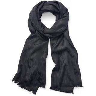 DKNY Damen Pashmina Metallic-Logo und Wimpernfransen Modischer Schal, Schwarz, Einheitsgröße