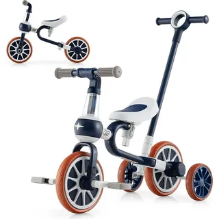 Costway 4 in 1 Kinder Dreirad & Laufrad & Balance Bike & Kinder Schiebeauto mit Schiebegriff