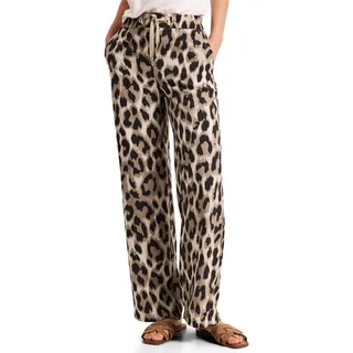 STREET ONE High Waist Wide Leg Hose mit Leo-Print Beige 34