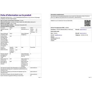 Cecotec Kompakter Ablufttrockner 3kg Bolero DressCode Dry 3500V Silver, 8 Programme, Klasse A, Intelligente Automatische Trocknung, Touch-Steuerung, UV Care Funktion, Dry Shoe Rack, Delay Start, Weiß