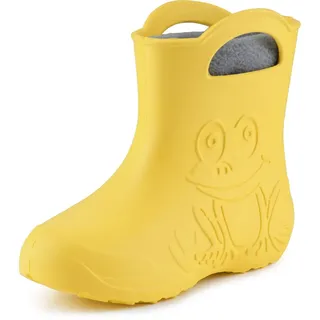 Ladeheid Eva Kinder Jungen Mädchen Gummistiefel Regenschuhe gefüttert LA-CA-03 (Gelb/Grau, 32/33 EU)