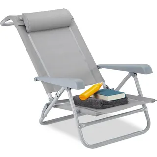 Relaxdays Liegestuhl , Grau , Kunststoff, Metall , 58x76.5x80 cm , Gartenmöbel, Gartenliegen