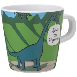 Les Dinos Petit Jour Paris DI913BL Tasse Brontosaurus und Pterodaktyl, ideal für das Frühstück, Grün, Melamin, 180 ml.