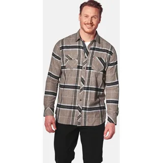 Flanellhemd JAN VANDERSTORM "Hemd THORULFAR", Herren, Gr. 7XL, weit, braun (braun kariert), Obermaterial: 100% Baumwolle CO., Hemden Flanellhemd