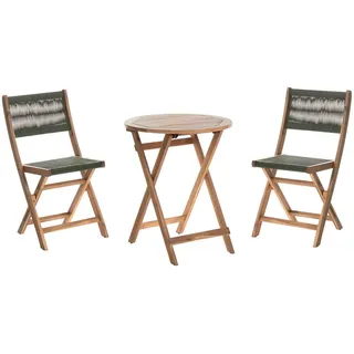 Beliani Bistro-Set 2-Sitzer Grün Prossedi , Grün, Hellbraun , Holz , Gartenmöbel, Gartengarnituren, Balkonmöbel-Sets