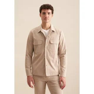 Langarmhemd SEIDENSTICKER "Regular", Herren, Gr. XXL45-46, normale Ärmellängen, beige, 97% Baumwolle, 3% Elasthan, unifarben, regular fit, 2-Knopf-Manschette, Hemden Langarmhemd, 1/1 Kragen Uni