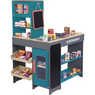 Tanner Kaufladen »Moderner Supermarkt« inkl. 40 Kaufladenminiaturen; aus Holz; FSC® - schützt Wald, blau