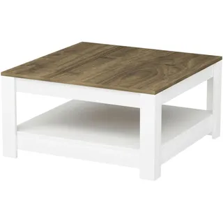 Livetastic Couchtisch Athena ca. 89x89x45 cm Weiß/Walnuss