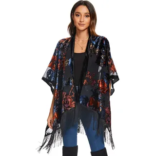 MJ SERECA Damen Short Velvet Kimono Kimono