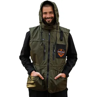 Dingo Gear Trainingsweste mit Kapuze reflektierenden Elementen Mehreren funktionalen Taschen Ganzjahres handgefertigt aus Polyester und Mesh entwickelt für Hundetraining Große XXL Grün S01516