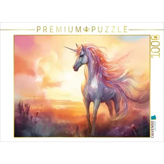 CALVENDO Puzzle Einhorn im Sonnenuntergang | 1000 Teile Lege-Größe 64 x 48 cm Foto-Puzzle für glückliche Stunden