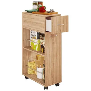 Mid.you Allzweckwagen , Sonoma Eiche , Metall, Holzwerkstoff , 2 Fächer , 1 Schubladen , 50x85x25 cm , Esszimmer, Servierwagen