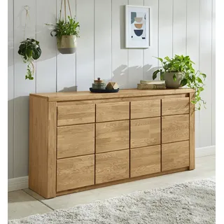 Home Affaire Sideboard HOME AFFAIRE "Burani", braun (eiche teilmassiv), B:164cm H:80cm T:35cm, FSC-zertifiziertes teilmassives Holz, Sideboards, Sideboard, grifflose Optik
