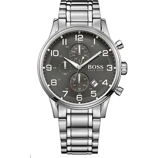 Hugo Boss Aeroliner HB1513181 Herren Armbanduhr 44mm Gehäuse 50m Wasserdicht - Silber