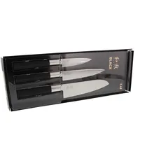 KAI Wasabi Black Messer Set - Allzweckmesser 10 cm, Allzweckmesser 15 cm, Santoku 16,5 cm - rostfreier 6A/1K6 Edelstahl poliert 58 (±1) HRC - schwarzer Polypropylen Griff - Made in Japan