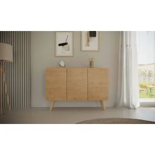 Elegante Kommode Aus Eiche Artisan, Skandinavischer Stil - Modernes Design - Bronze