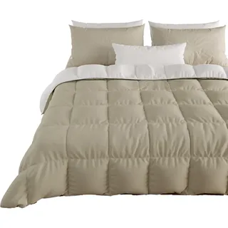 PETTI Artigiani Italiani Warme Mikrofaser-Bettdecke 260 x 270 cm Weiß/Taupe