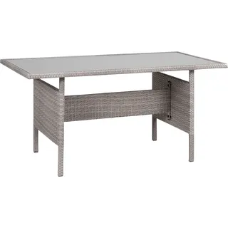 BELIANI Gartentisch mit Glasplatte Grau aus Polyrattan 145 x 80 cm Rechteckig Outdoor Außenbereich Terrasse Tisch Esstisch für Garten - Grau