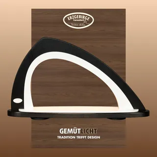 Weigla LED Schwibbogen WEIGLA "SCHWARZ-WEIẞ, asymmetrisch Holz Lichterbogen, Made in Germany", schwarz-weiß (weiß, schwarz), B:52cm H:29,7cm T:9cm, Holzwerkstoff, Schwibbögen, Erzgebirge garantiert, Deko für Weihnachten und das ganze Jahr