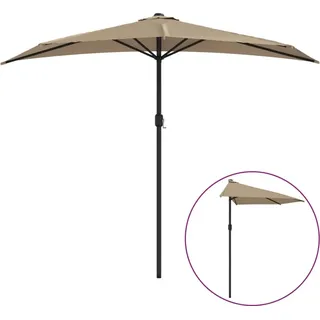 vidaXL Balkon-Sonnenschirm mit Alu-Mast Taupe 270x144 cm Halbrund - Taupe