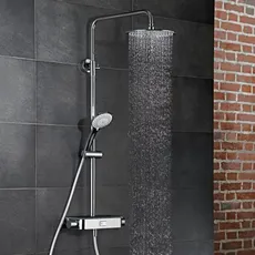 HSK Shower-Set AquaSwitch RS 200 Thermostat, Ablage: Glas schwarz, 1001900-08, Ausführung: mit Kopfbrause rund, flach, Ø300 mm, Höhe 8mm