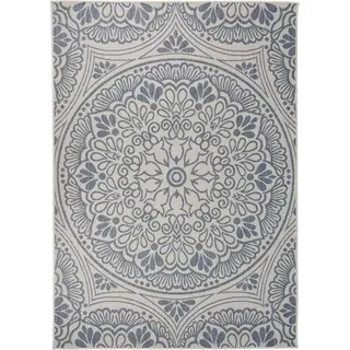 Outdoor-Teppich Flachgewebe 140x200 cm Blaues Muster - Blau